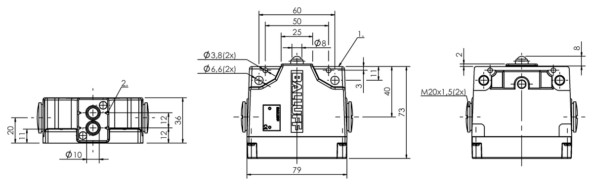 Mechanical multiple position limit switches with safety switch positions
