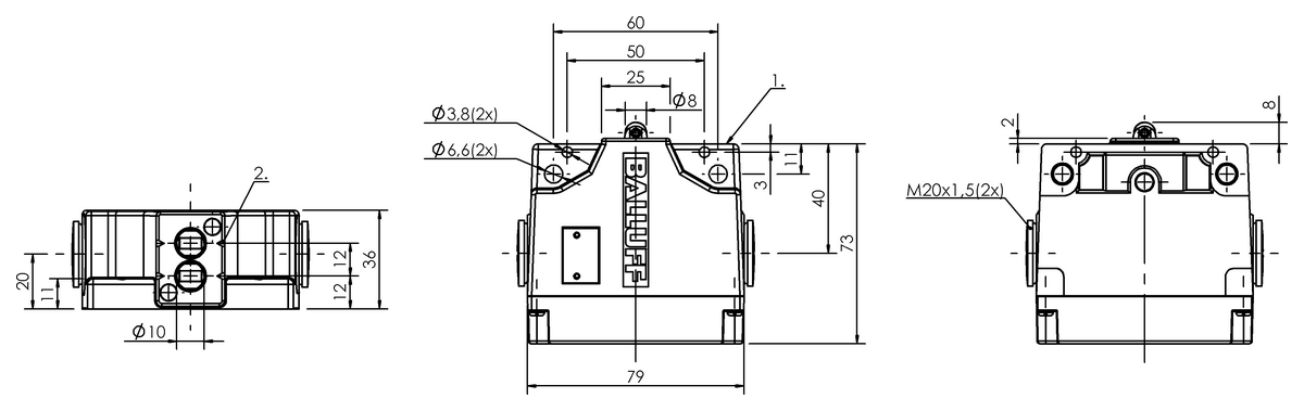 Mechanical multiple position limit switches with safety switch positions