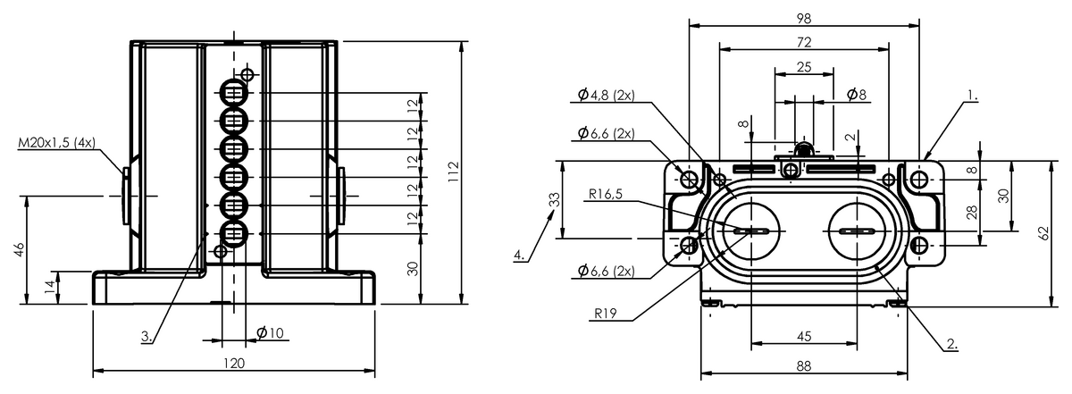 Mechanical multiple position limit switches with safety switch positions