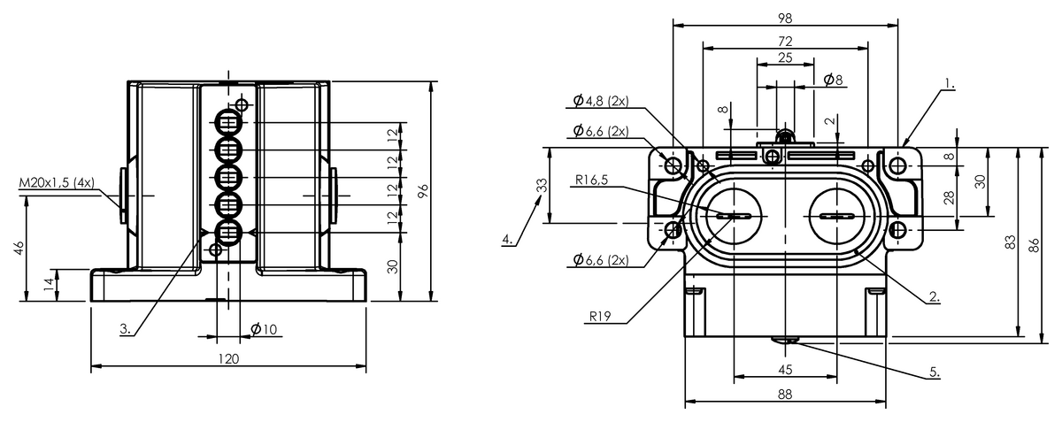 Mechanical multiple position limit switches with safety switch positions