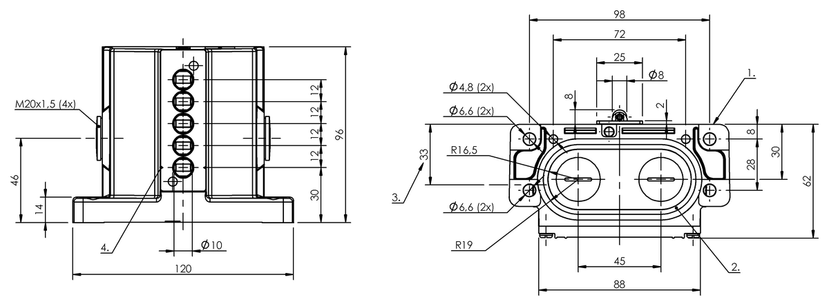 Mechanical multiple position limit switches with safety switch positions