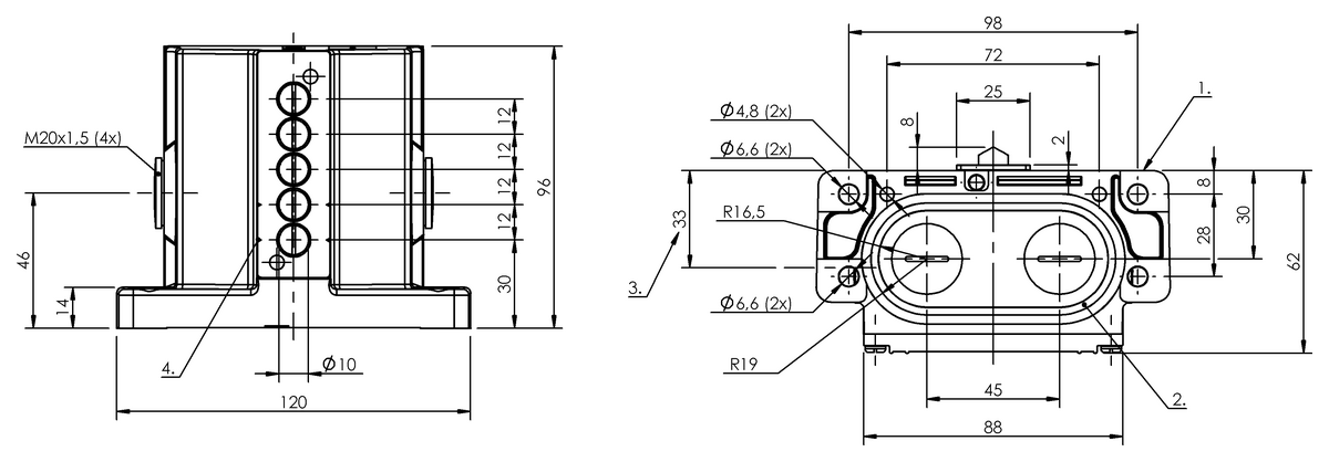 Mechanical multiple position limit switches with safety switch positions