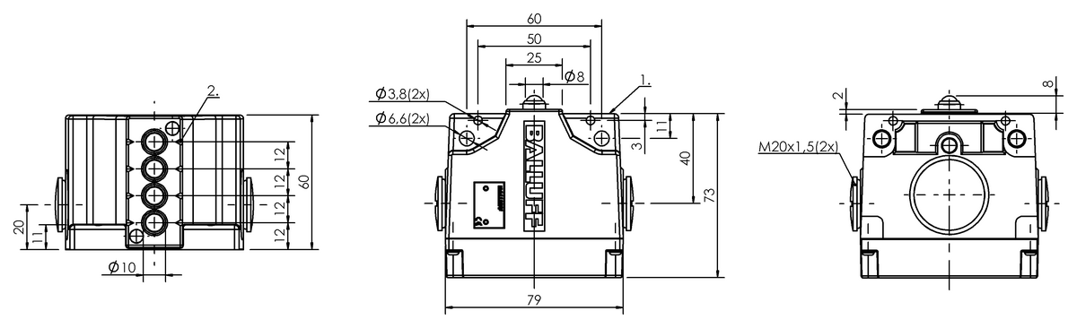 Mechanical multiple position limit switches with safety switch positions
