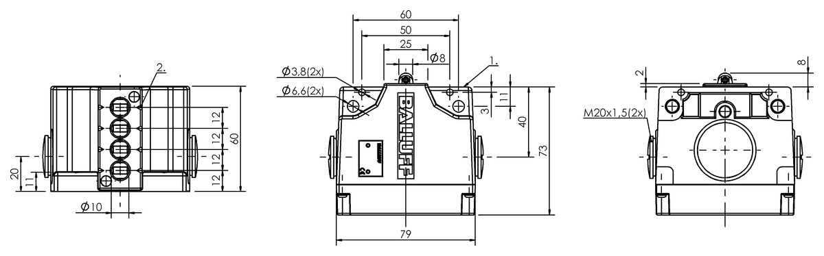 Mechanical multiple position limit switches with safety switch positions