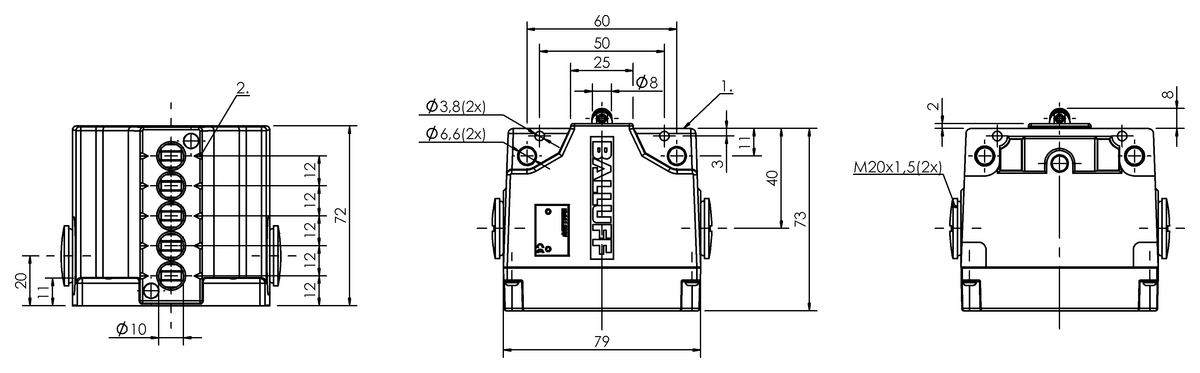 Mechanical multiple position limit switches with safety switch positions