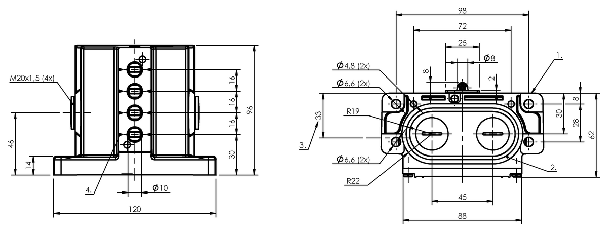 Mechanische Reihenpositionsschalter mit Sicherheitsschaltstellen