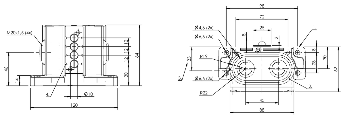 Mechanical multiple position limit switches with safety switch positions