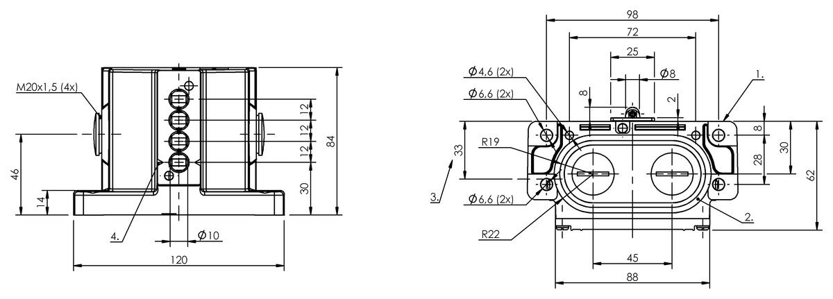 Mechanical multiple position limit switches with safety switch positions