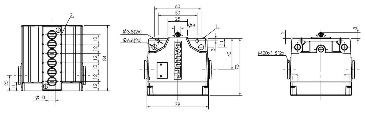 Mechanical multiple position limit switches with safety switch positions