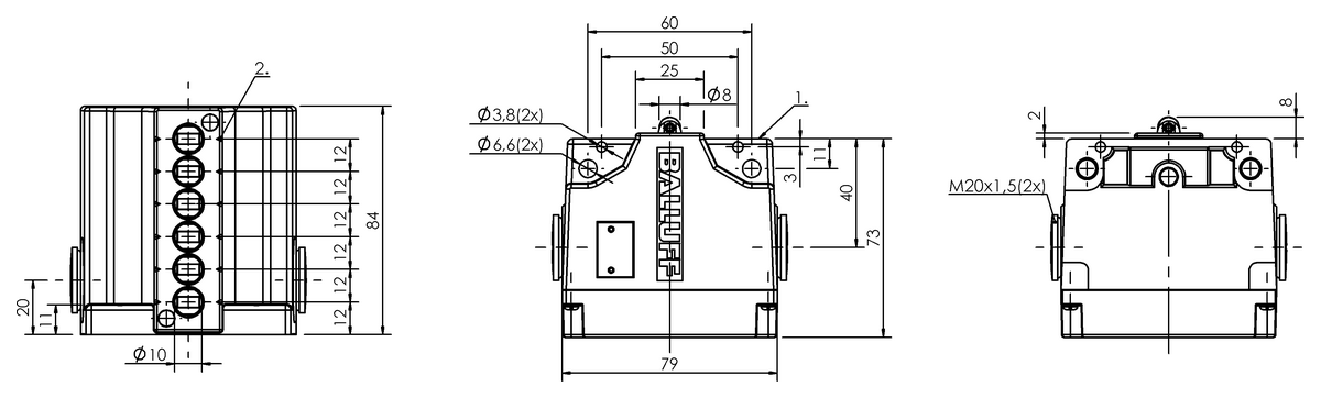 Mechanical multiple position limit switches with safety switch positions