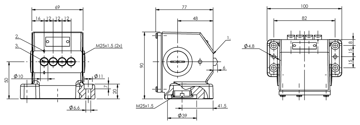 Mechanické řadové polohové spínače s bezpečnostními spínacími kontakty