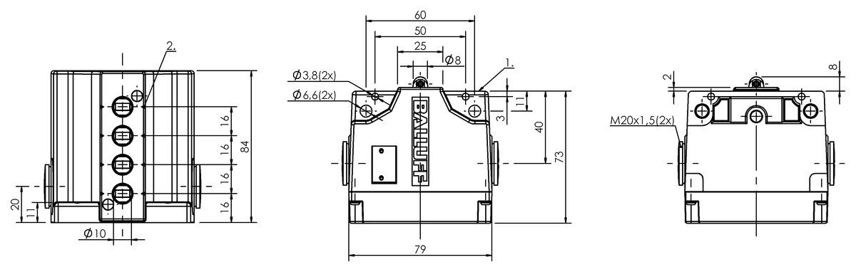 Mechanical multiple position limit switches with safety switch positions