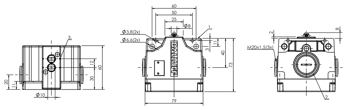 Mechanical multiple position limit switches with safety switch positions