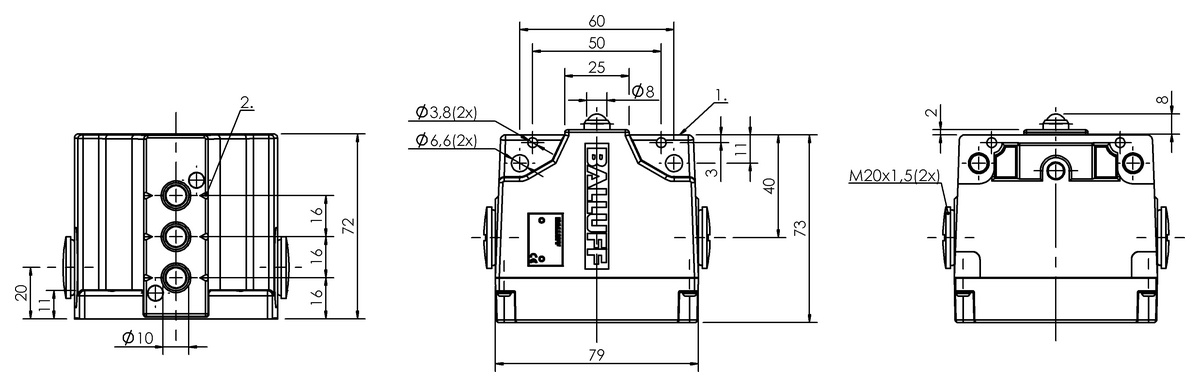 Mechanical multiple position limit switches with safety switch positions