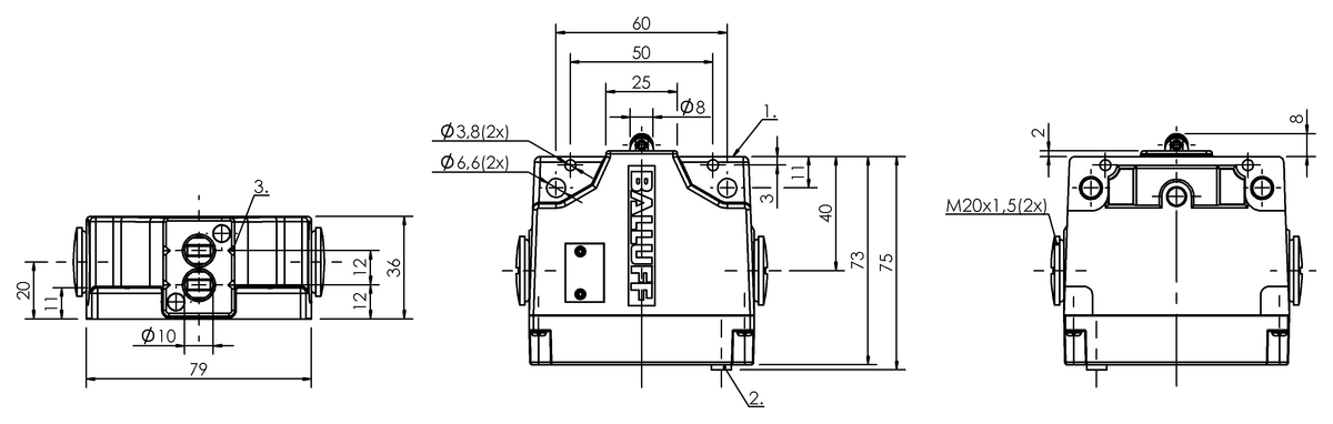 Interruttori di posizione meccanici multipli con punti di commutazione di sicurezza