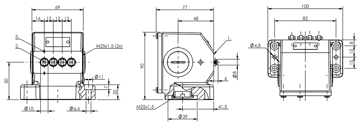 Interruttori di posizione meccanici multipli con punti di commutazione di sicurezza