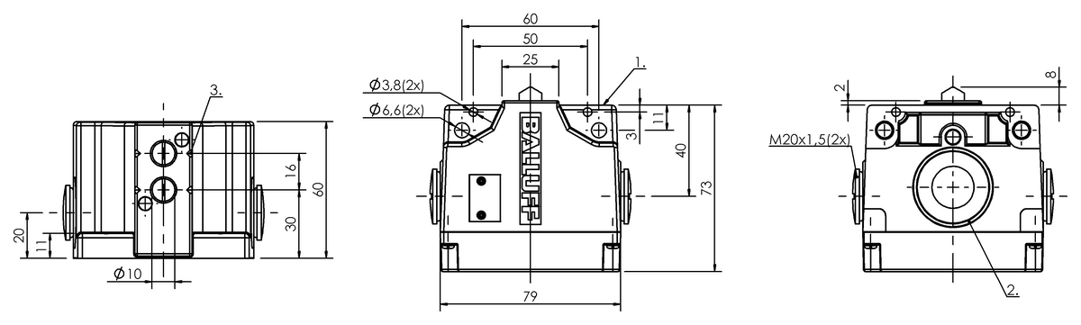 Mechanical multiple position limit switches with safety switch positions