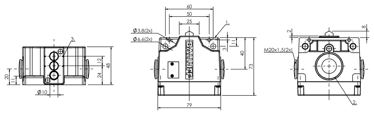 Mechanical multiple position limit switches with safety switch positions