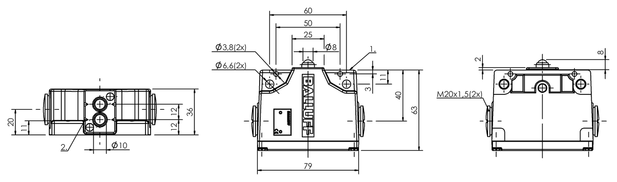Mechanical multiple position limit switches with safety switch positions