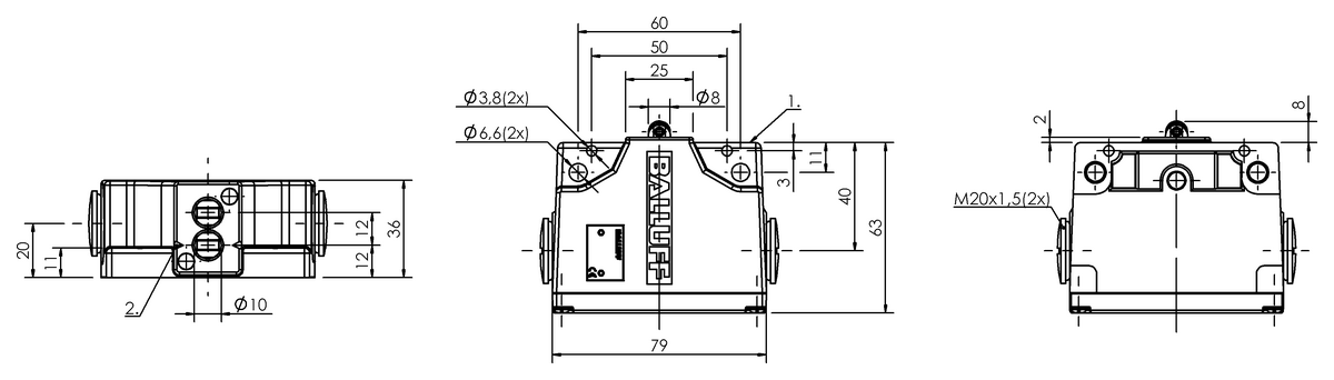 Emniyet sviç konumları bulunan mekanik çok konumlu limit sviçleri