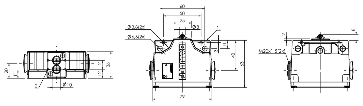 Mechanical multiple position limit switches with safety switch positions
