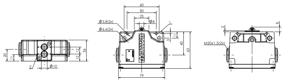 Mechanical multiple position limit switches with safety switch positions
