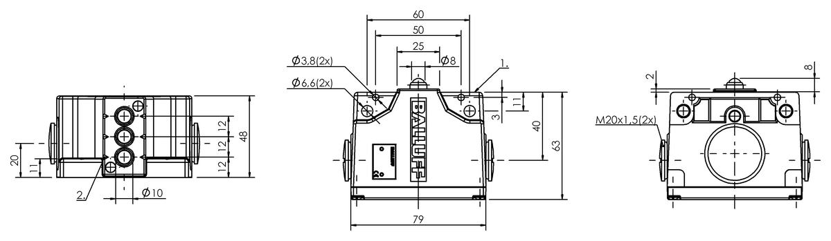 Mechanical multiple position limit switches with safety switch positions