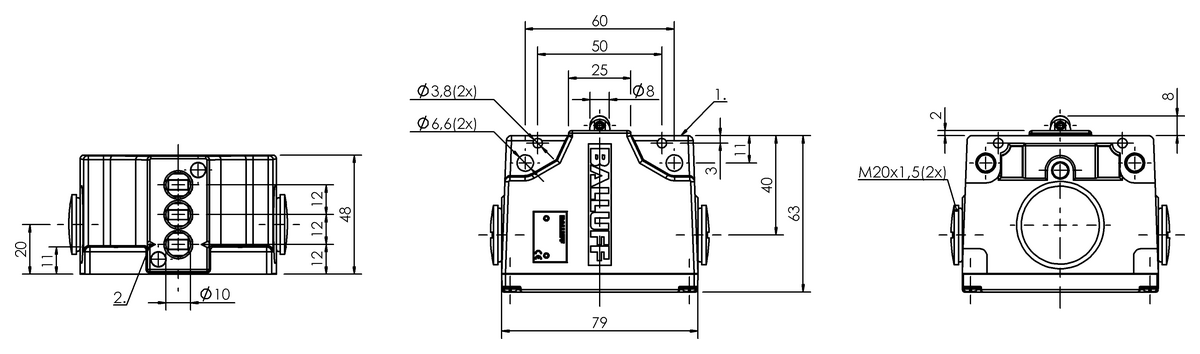 Mechanical multiple position limit switches with safety switch positions