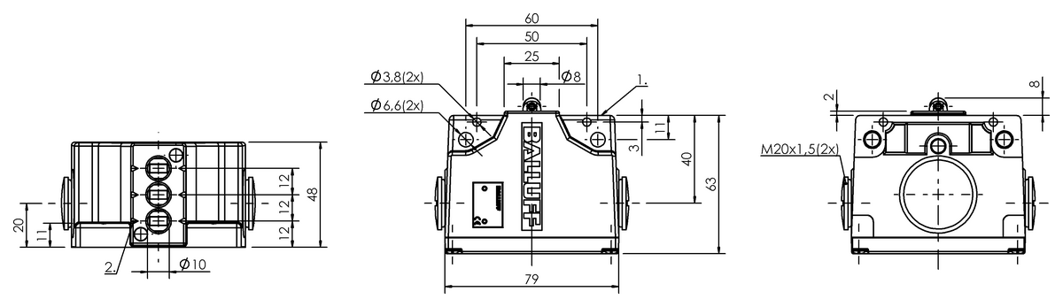 Mechanical multiple position limit switches with safety switch positions