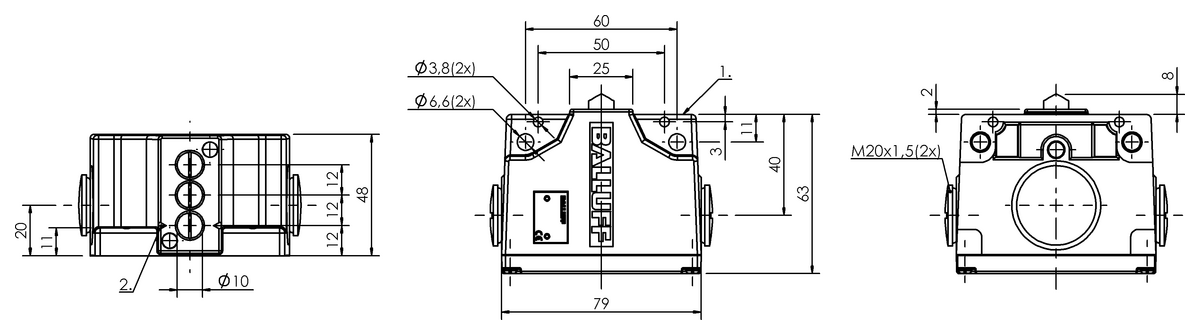 Mechanical multiple position limit switches with safety switch positions
