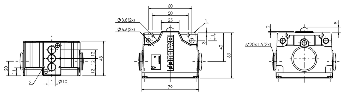 Mechanical multiple position limit switches with safety switch positions