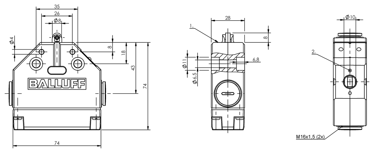 Mechanical single position limit switches with safety switch positions