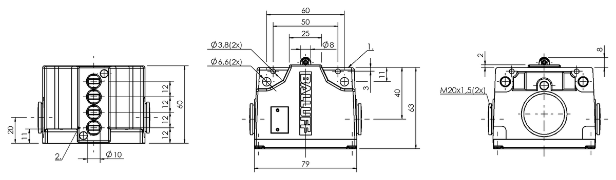 Mechanical multiple position limit switches with safety switch positions