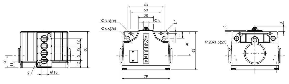 Mechanical multiple position limit switches with safety switch positions