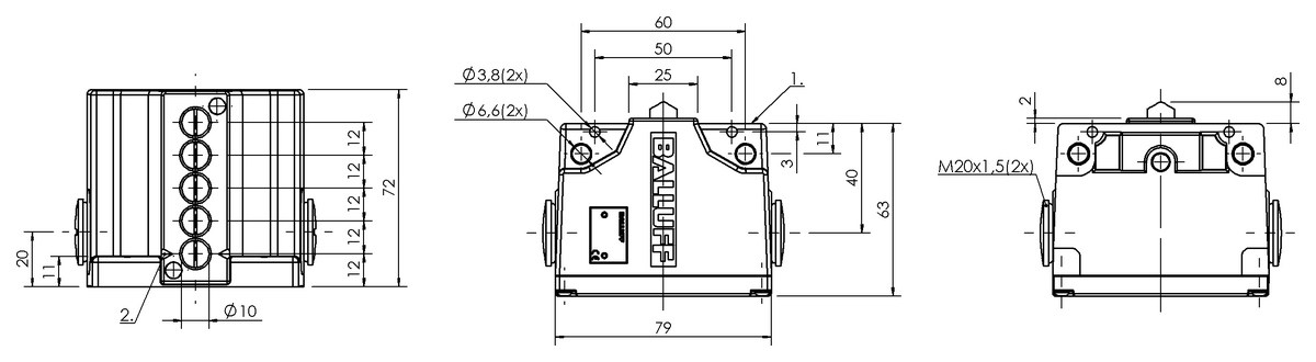 Interruttori di posizione meccanici multipli con punti di commutazione di sicurezza