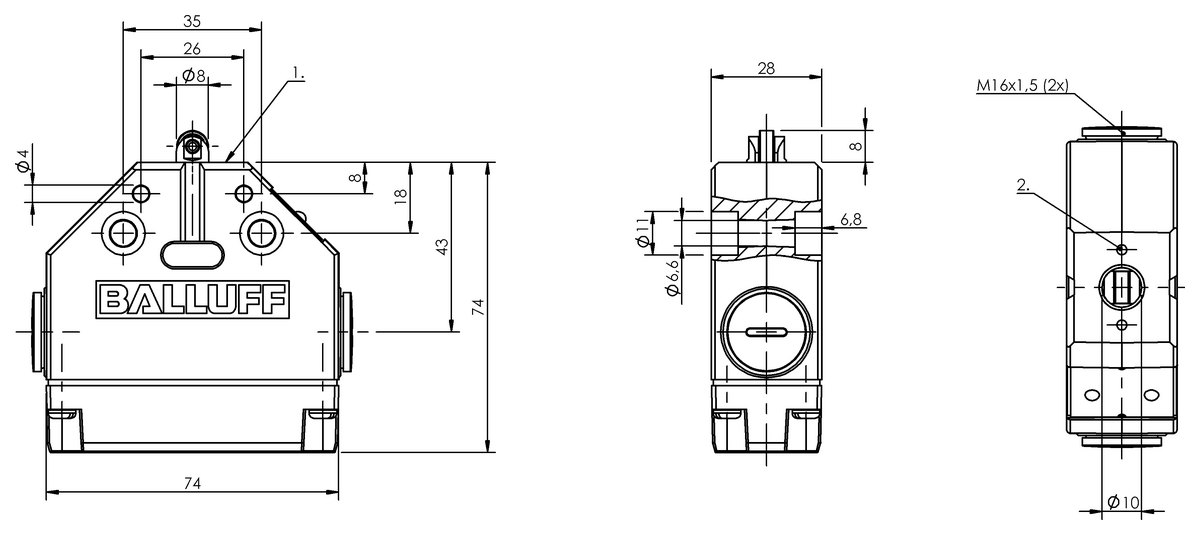 Mechanical single position limit switches with safety switch positions
