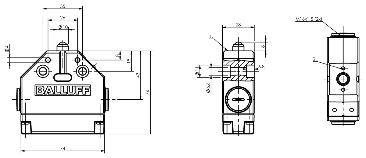 Mechanical single position limit switches with safety switch positions
