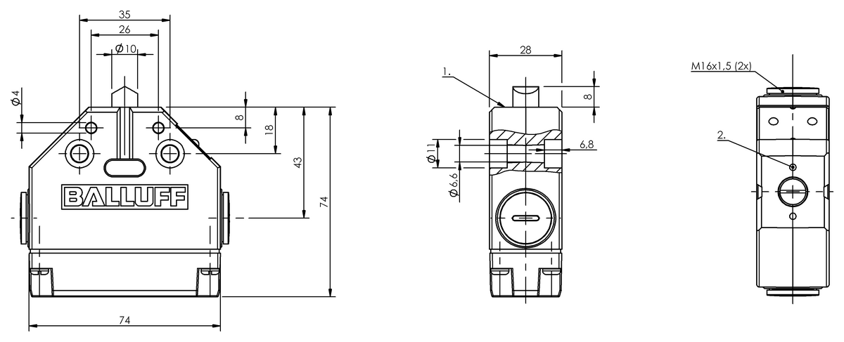 Mechanical single position limit switches with safety switch positions