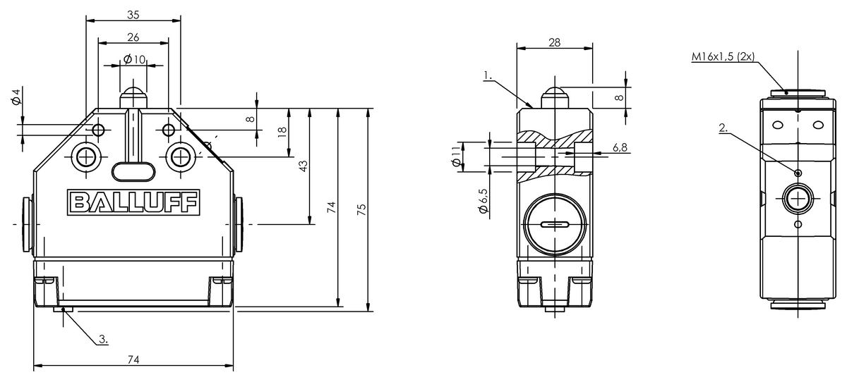 Mechanical single position limit switches with safety switch positions
