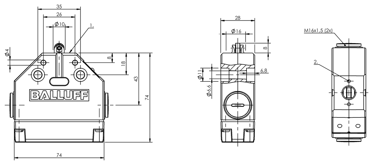 Mechanical single position limit switches with safety switch positions