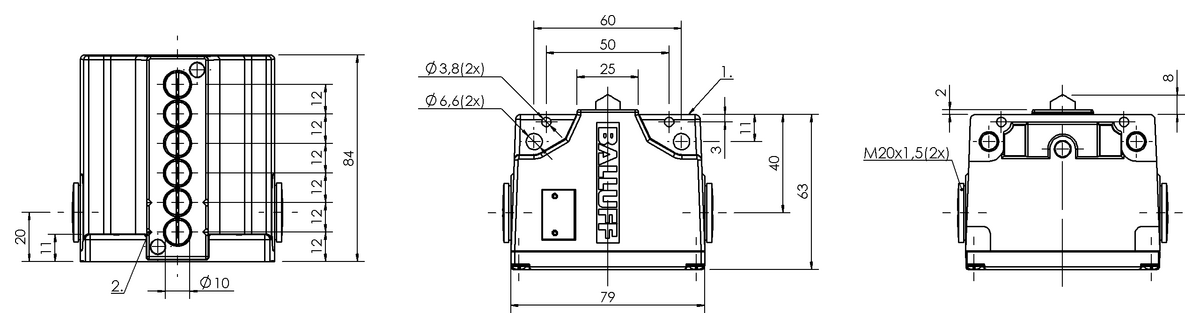 Mechanical multiple position limit switches with safety switch positions