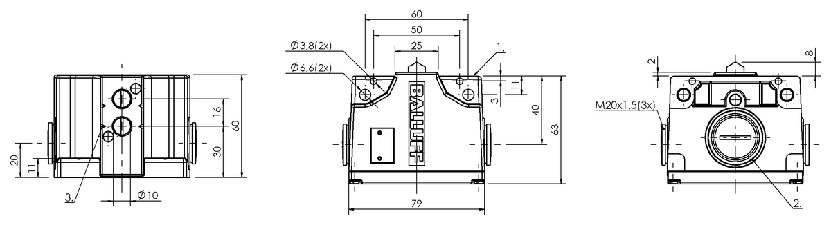 Mechanische Reihenpositionsschalter mit Sicherheitsschaltstellen