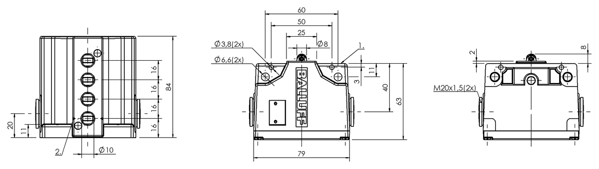 Mechanical multiple position limit switches with safety switch positions