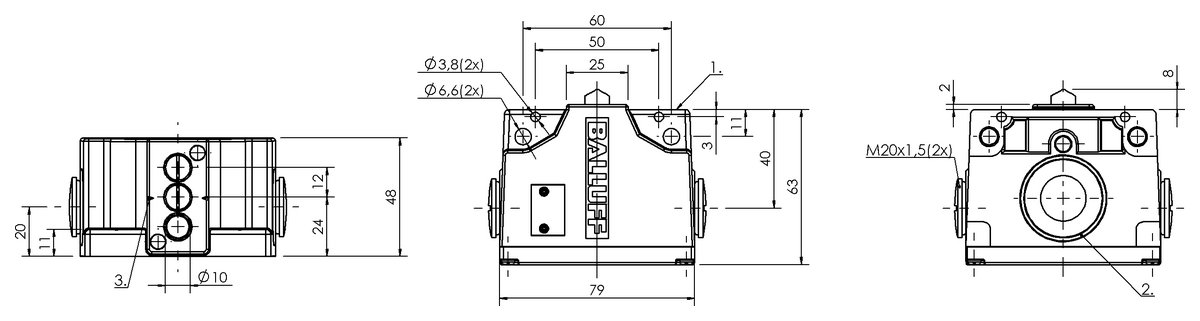 Mechanical multiple position limit switches with safety switch positions