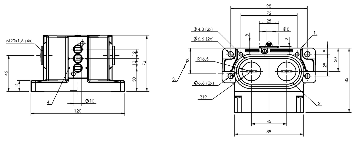 Mechanische Reihenpositionsschalter mit Sicherheitsschaltstellen