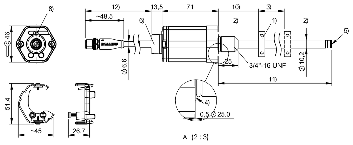 Magnetostrictive linear position sensors in rod design