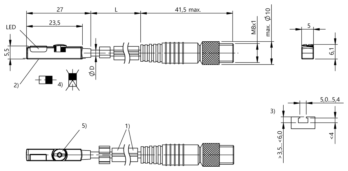 Cylinder sensors for multiple slot shapes