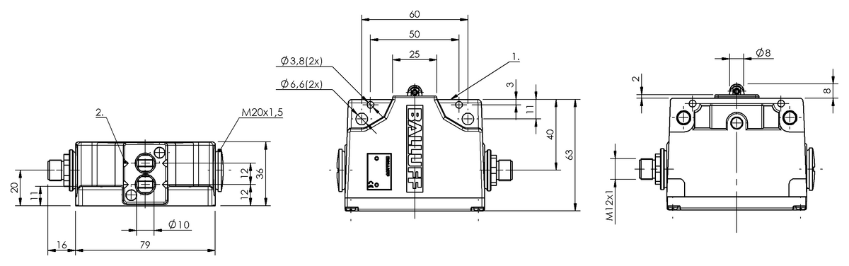 Finales de carrera mecánicos múltiples con puntos de conmutación de seguridad