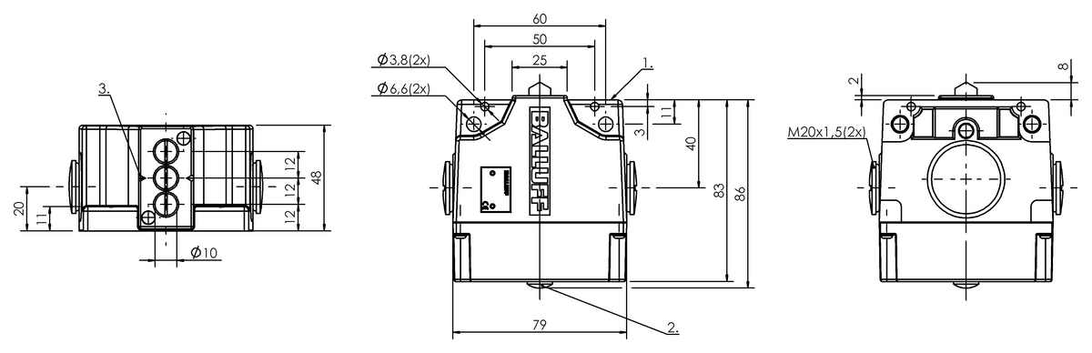 Mechanical multiple position limit switches with safety switch positions