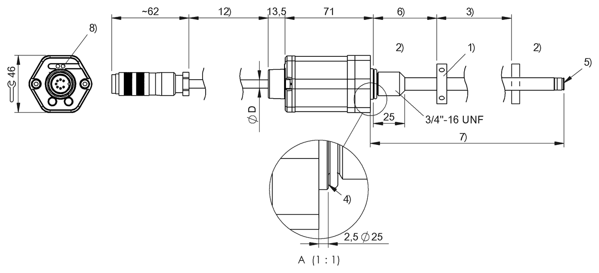 Magnetostrictive linear position sensors in rod design